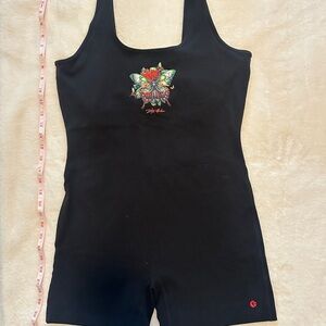 Ethika Black Romper with Colorful Butterfly Design